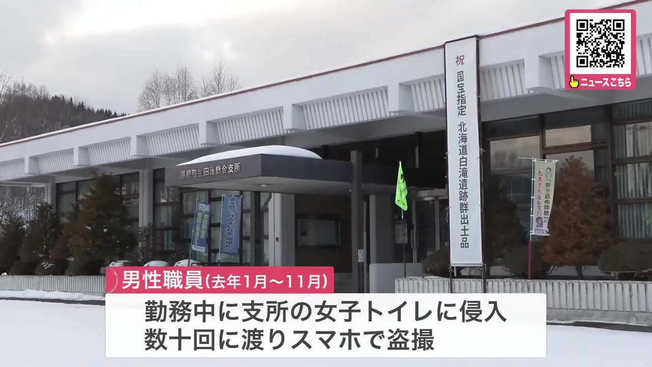 函館女子高生盗撮画像 役場の女子トイレで盗撮繰り返す…20代の男性町職員を『免職処分』に―個室の上からスマホで動画撮影、複数の女性職員が被害「性的欲求を満たすためだった」  北海道遠軽町