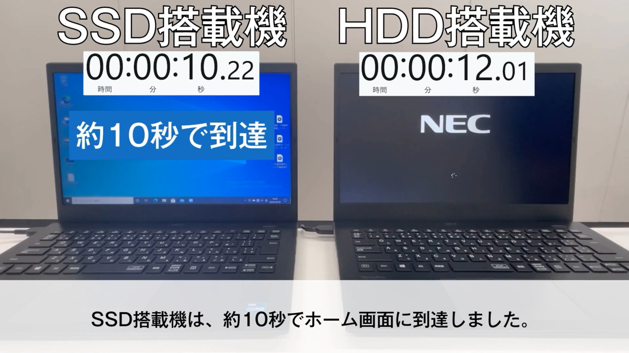 NECのビジネスPC SSDとHDDの起動速度比較 | NEC