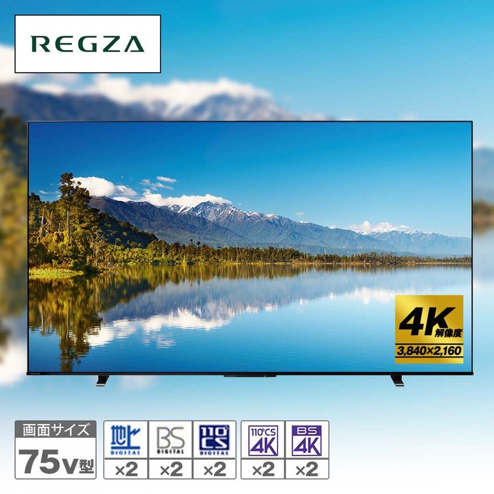 45秒動画 TVS REGZA 4K液晶テレビ レグザ 75V型 ＜75M550M