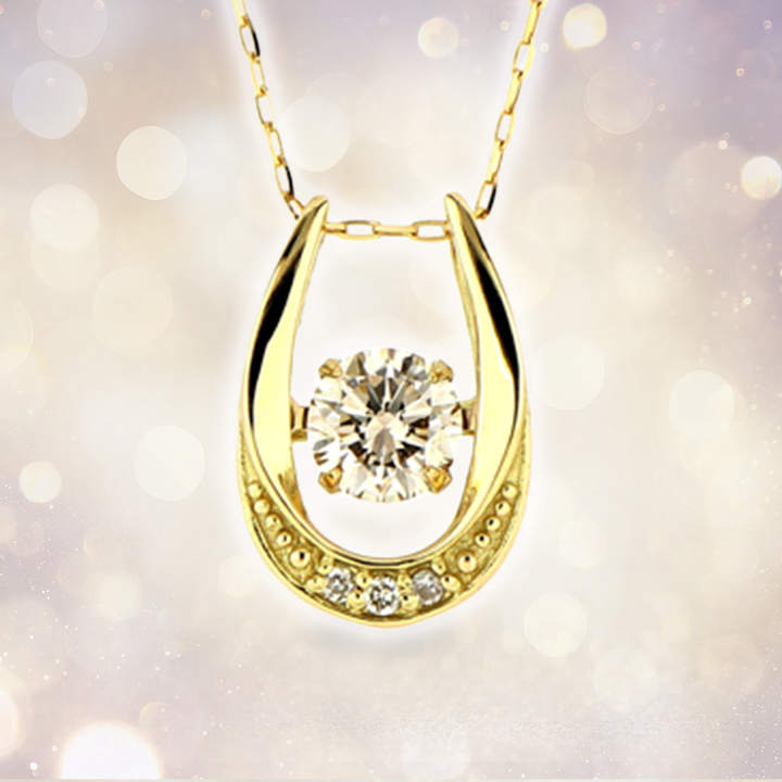 宝飾・貴金属 K18YG 0.31ct ダンシングストーンペンダントネックレス