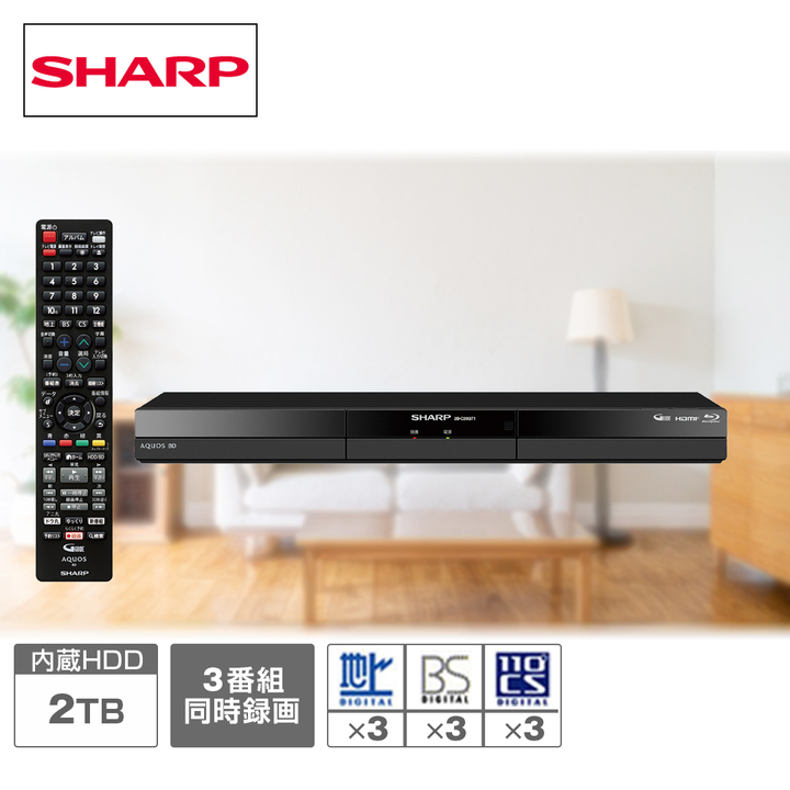 シャープ レコーダー ブルーレイディスクレコーダー 2TB 2B