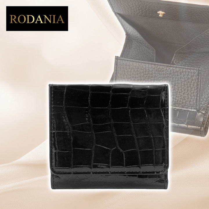 未使用【クロコダイル】コンパクト ウォレット 財布 シャイニング ブラック 黒 ロダニア バッグ・小物 クロコダイルシャイニングコンパクト財布