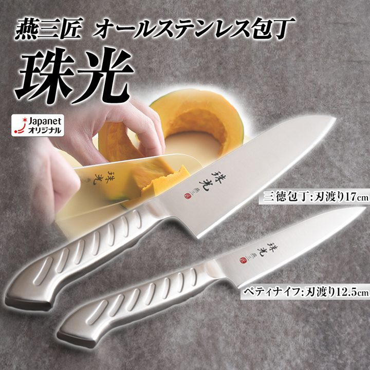 セール アーネスト株式会社　燕三匠　オールステンレス包丁　珠光　2本セット 新品 アーネスト株式会社 キッチン用品 燕三匠 オールステンレス包丁 珠光 A