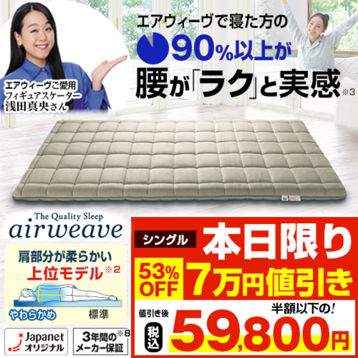 エアウィーヴ 布団・快眠グッズ 敷布団肩やわ シングル 1-307011-1