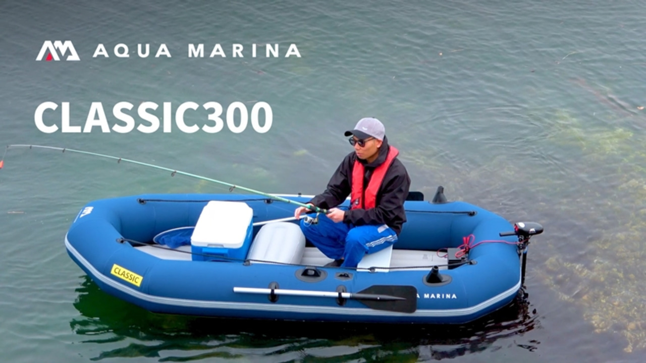 楽天市場】【10日最大P32倍】 3人乗り ゴムボート エレキ AQUA MARINA アクアマリーナ CLASSIC クラシック300 T-18  エレキモーター セット 手漕ぎ 釣り バス釣り ボート 湖 池 川 : ネオネットマリン楽天市場店