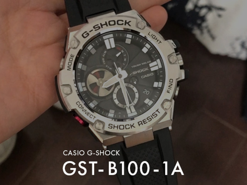 楽天市場】【10年保証】CASIO G-SHOCK カシオ Gショック Gスチール GST-B100-1A 腕時計 時計 ブランド メンズ キッズ  子供 男の子 クロノグラフ アナログ ソーラー ブルートゥース スマホ 連動 日付 防水 ブラック 黒 シルバー メタル ギフト プレゼント :  つきのとけいてん