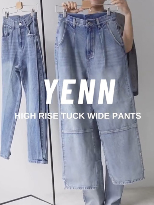 楽天市場】YENN イエン デニムパンツ SIDE PLEATED DENIM PANTS