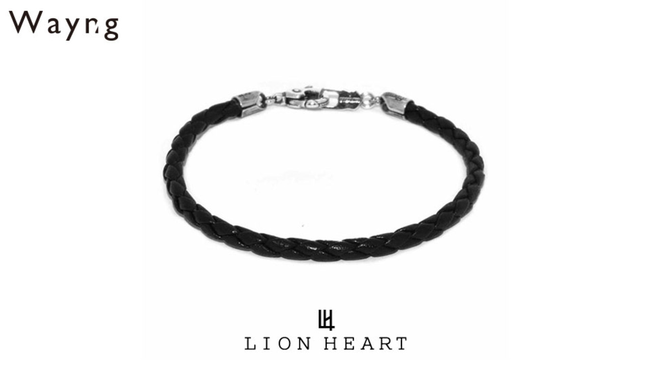 【即発】LION HEART ブレスレット メンズ SV925 LH クラスプ 即発】ライオンハート ブレスレット メンズ 槌目 レザー SV925