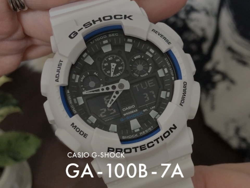 楽天市場】【10年保証】CASIO G-SHOCK カシオ Gショック GA-100B-7A 腕時計 時計 ブランド メンズ キッズ 子供 男の子  アナデジ 日付 カレンダー 防水 ホワイト 白 ブラック 黒 ギフト プレゼント : つきのとけいてん