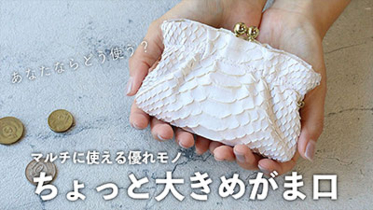 VIA DOAN ホワイト スネークスキン風 がま口小銭入れ 公式 ストアファッション - VIA DOAN ホワイト スネークスキン風