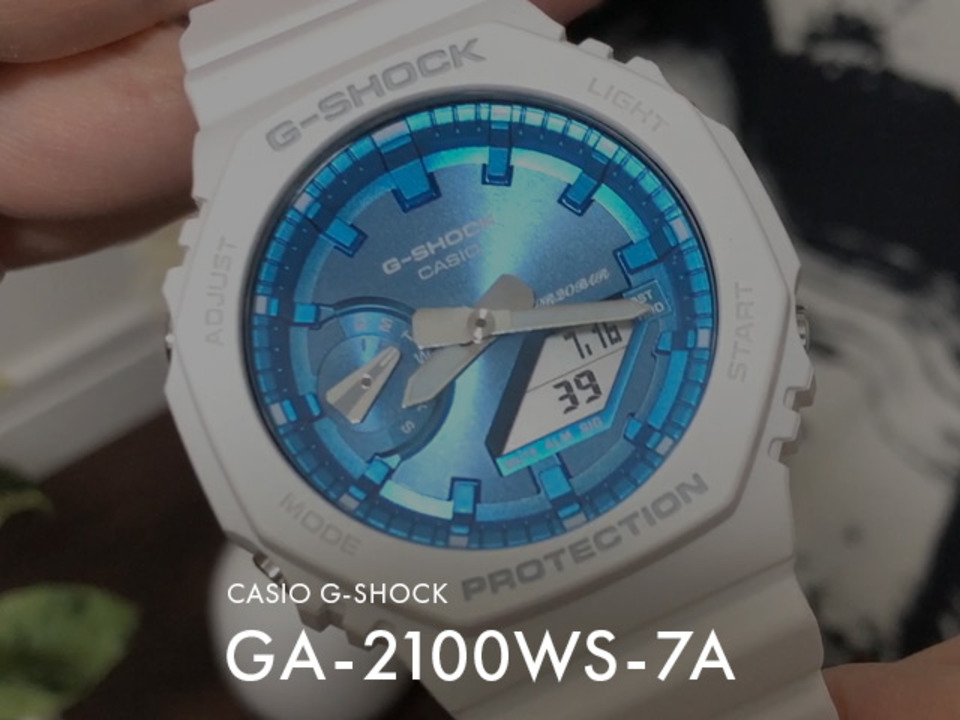 楽天市場】【10年保証】CASIO G-SHOCK カシオ Gショック GA-2100WS-7A 腕時計 時計 ブランド メンズ キッズ 子供 男の子  アナデジ 日付 カレンダー 防水 ホワイト 白 ブルー 青 カシオーク ギフト プレゼント : つきのとけいてん