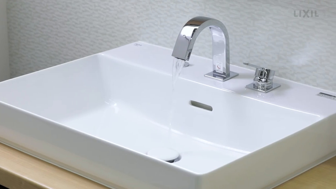 ###INAX/LIXIL 角形洗面器 ベッセル式(ワイドスクエア) 寒冷地 シングルレバー混合水栓セパレートタイプ 床排水(ボトルトラップ) 壁給水 INAX&frasl;LIXIL 角形洗面器 ベッセル式(スクエアタイプ) 寒冷地 シングル