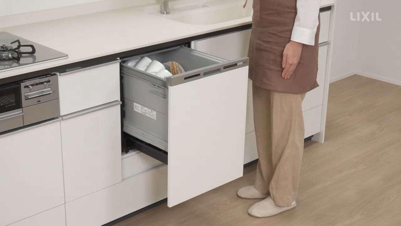 LIXIL 3段ストッカー キッチン｜スライドストッカー 食器洗い乾燥機用3段引出し（浅型用