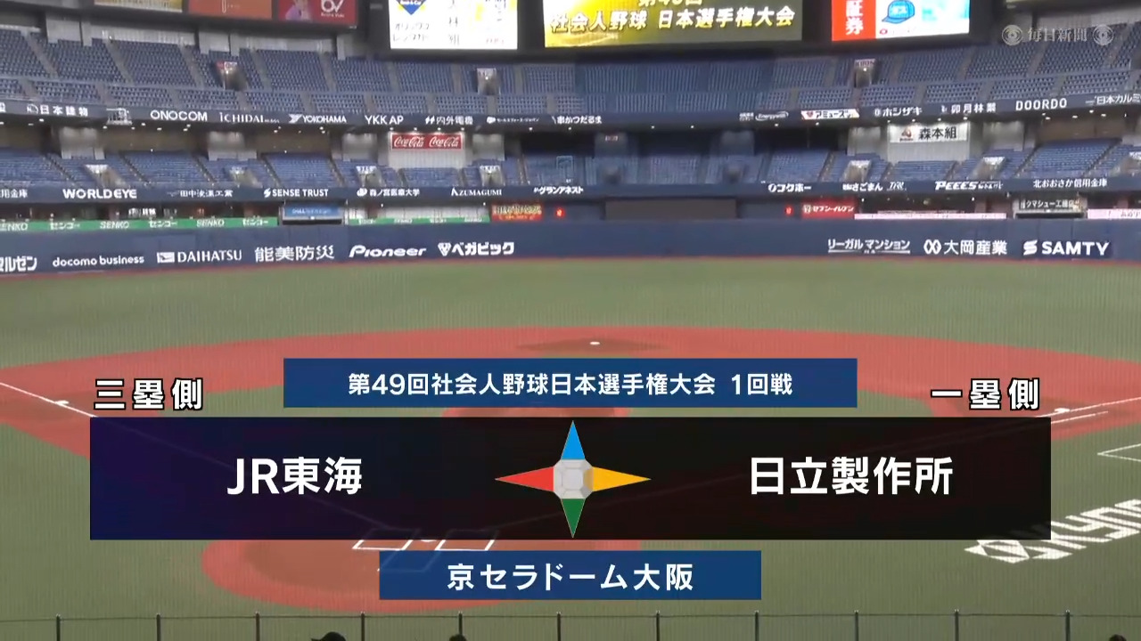 日立製作所-JR東海（1回戦）｜社会人野球日本選手権2024 | 毎日新聞